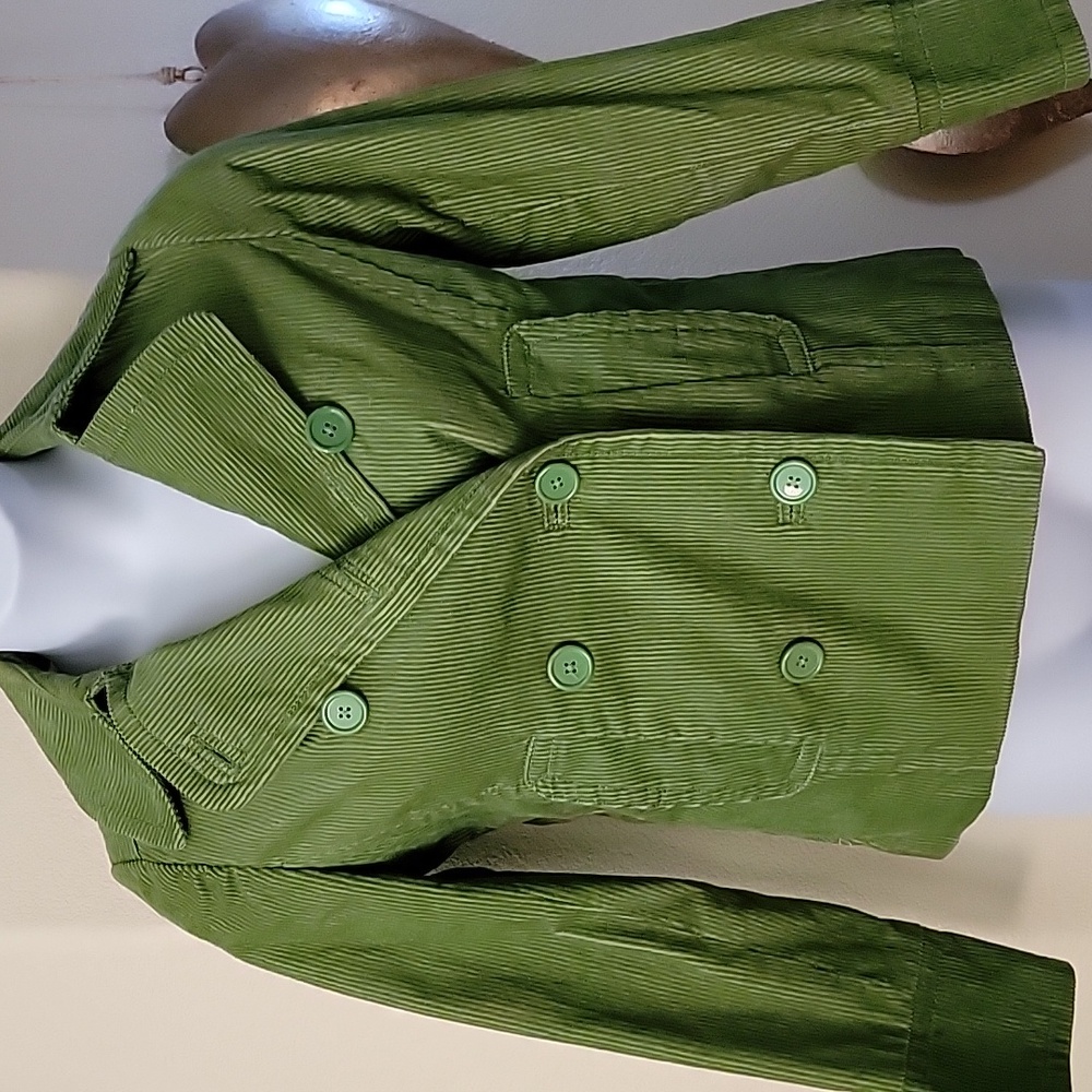 GAP 100% Cotton Corduroy Double Breasted Lined Peacoat green size S - Picture 1 of 12
